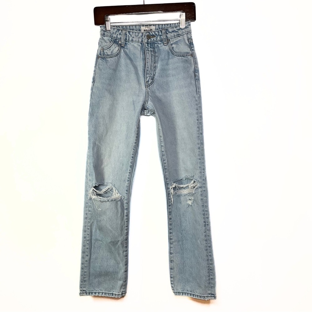 ROLLA'S Light Blue Straight Leg Ripped Jeans